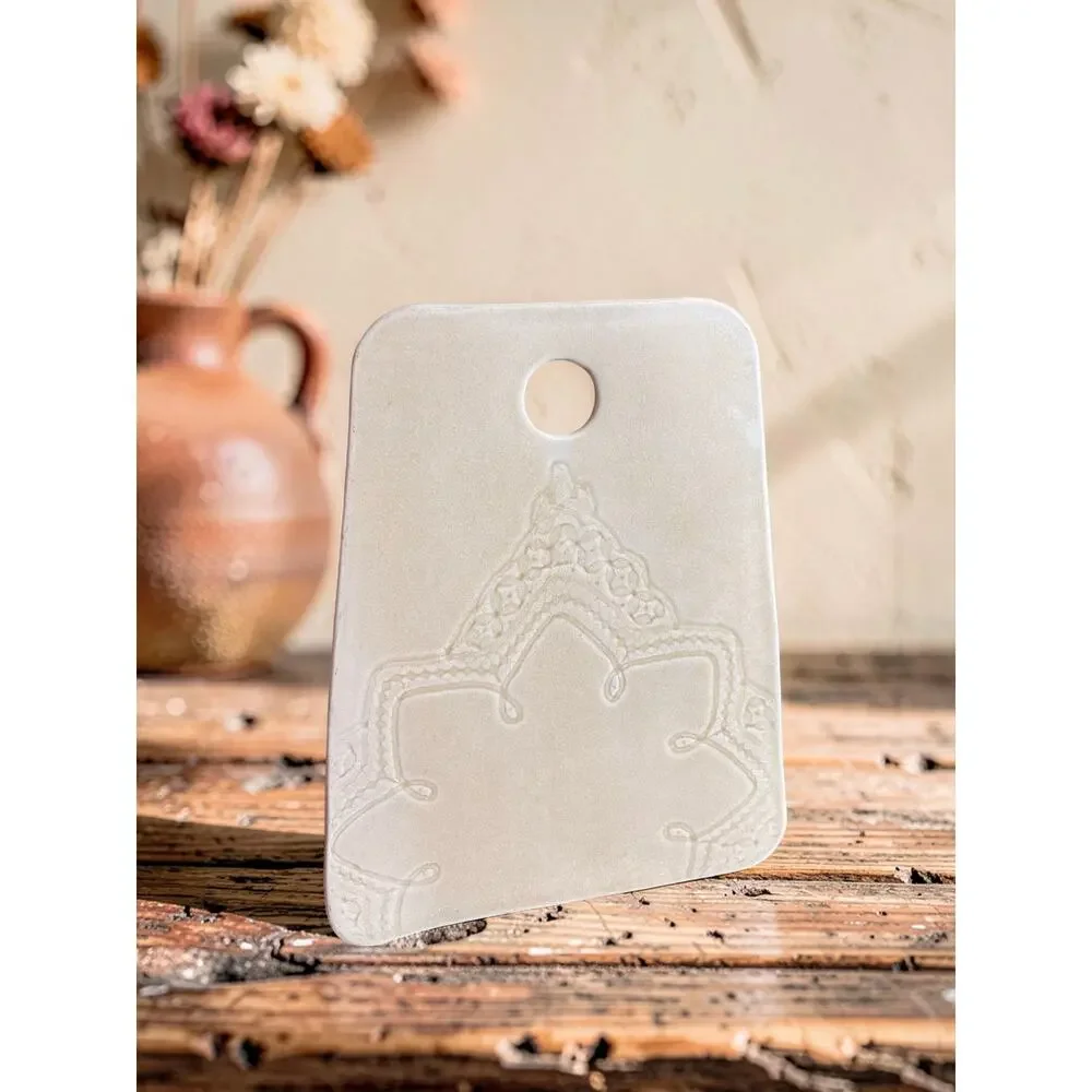 Handmade Studio TN Ceramic Cutting Board | Embossed Floral Kitchen Decor